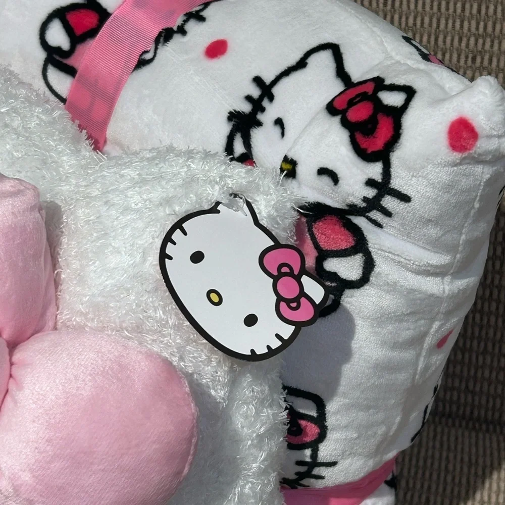 Hello Kitty Pink Daisies And Bows Decorative Pillow Set Made By Sanrio